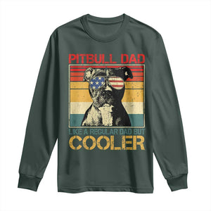 Vintage Pitbull Dad Long Sleeve Shirt Like A Regular Dad But Cooler TS10 Dark Forest Green Print Your Wear