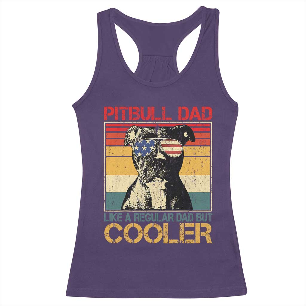 Vintage Pitbull Dad Racerback Tank Top Like A Regular Dad But Cooler TS10 Purple Print Your Wear
