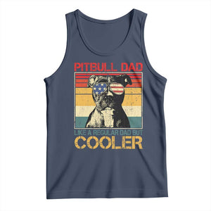 Vintage Pitbull Dad Tank Top Like A Regular Dad But Cooler TS10 Navy Print Your Wear