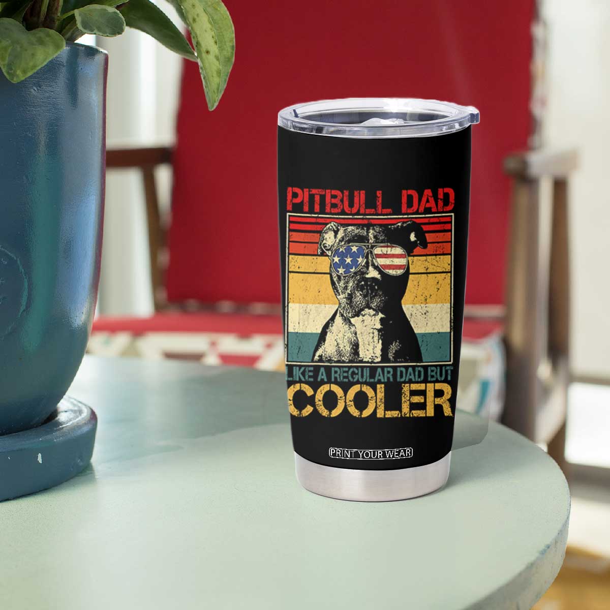 Vintage Pitbull Dad Tumbler Cup Like A Regular Dad But Cooler TS10 Print Your Wear