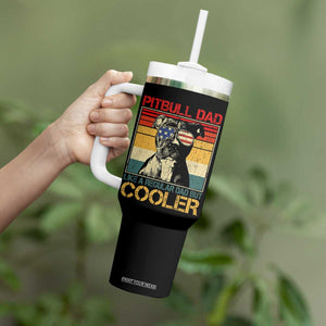 Vintage Pitbull Dad Tumbler With Handle Like A Regular Dad But Cooler TS10 Print Your Wear