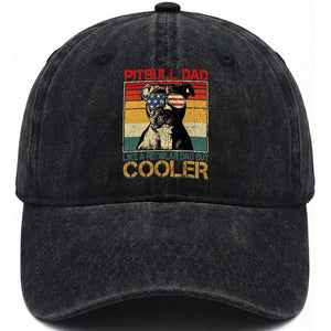 Vintage Pitbull Dad Washed Cotton Baseball Cap Like A Regular Dad But Cooler TS10 Print Your Wear