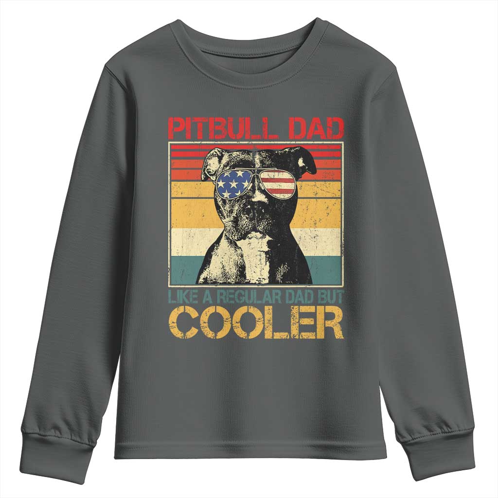 Vintage Pitbull Dad Youth Sweatshirt Like A Regular Dad But Cooler TS10 Dark Heather Print Your Wear