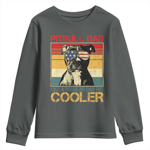 Vintage Pitbull Dad Youth Sweatshirt Like A Regular Dad But Cooler TS10 Dark Heather Print Your Wear