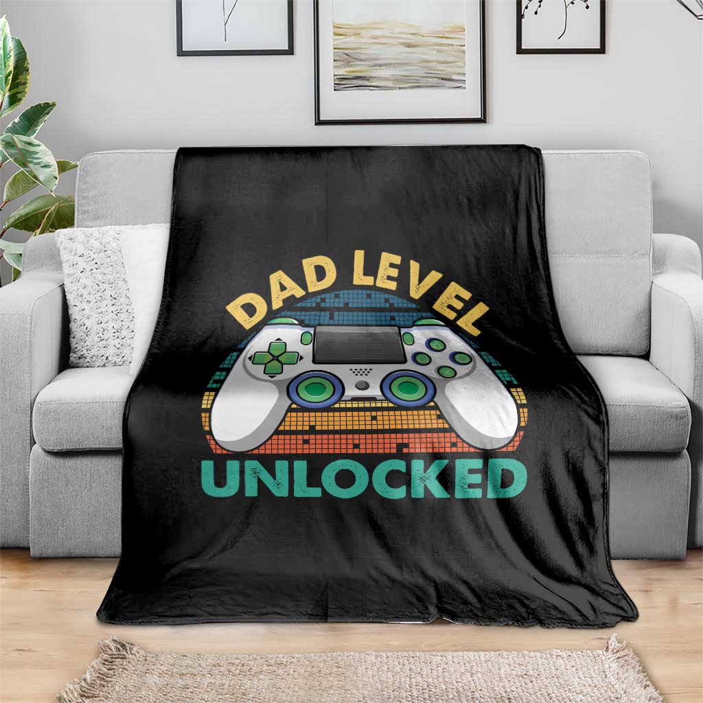 Funny New Dad Throw Blanket Retro Dad Level Unlocked Gaming Gamer TS10 Print Your Wear