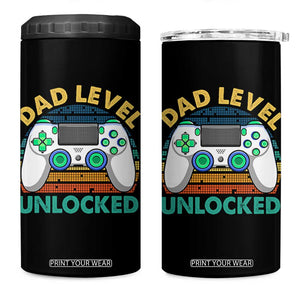 Funny New Dad 4 in 1 Can Cooler Tumbler Retro Dad Level Unlocked Gaming Gamer TS10 One Size: 16 oz Black Print Your Wear