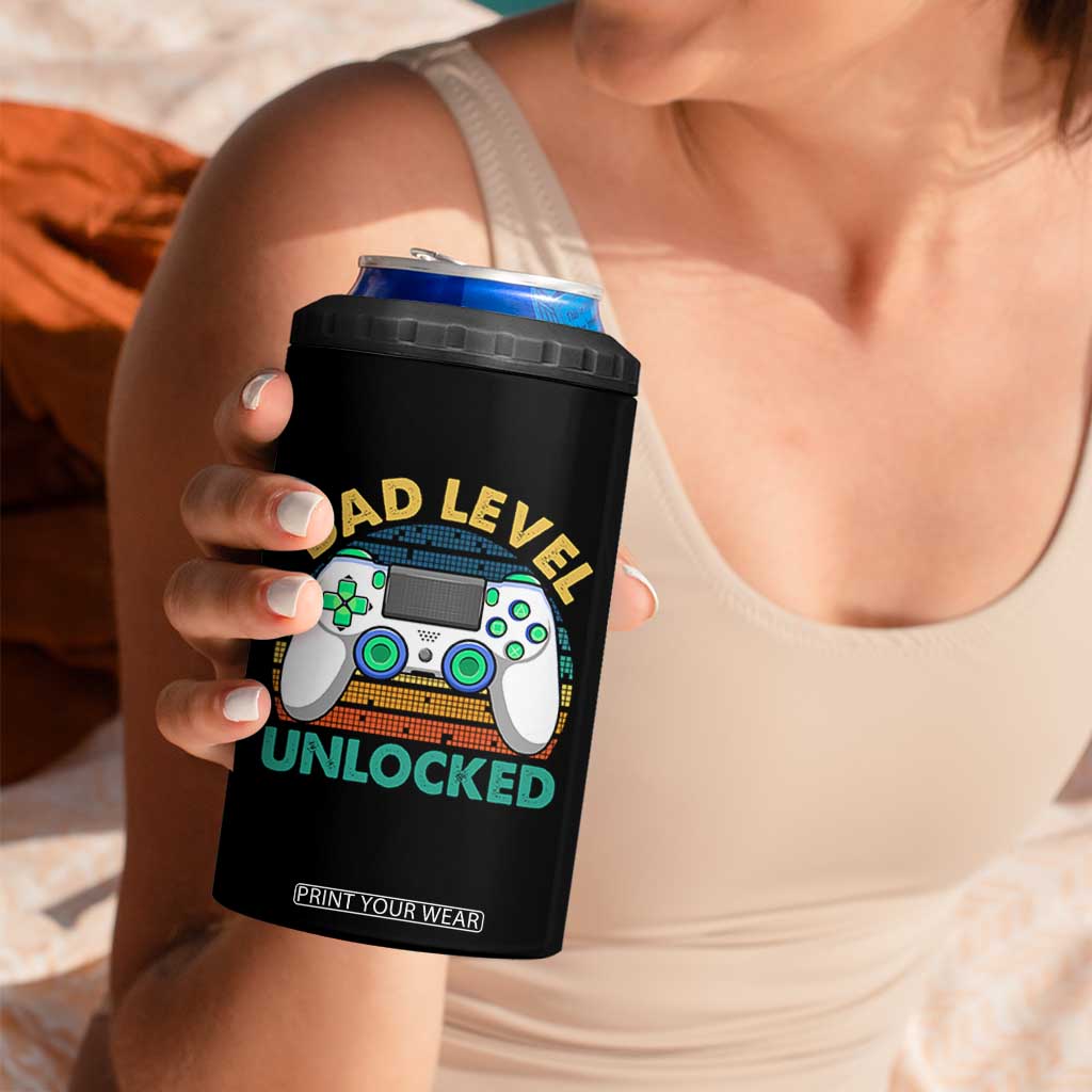 Funny New Dad 4 in 1 Can Cooler Tumbler Retro Dad Level Unlocked Gaming Gamer TS10 Print Your Wear