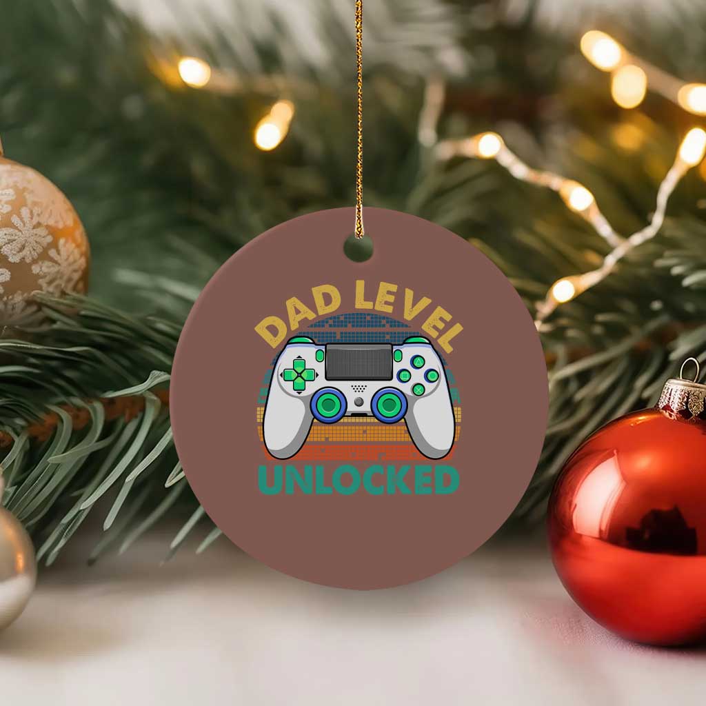 Funny New Dad Ceramic Ornament Retro Dad Level Unlocked Gaming Gamer TS10 1pc Mocha Print Your Wear
