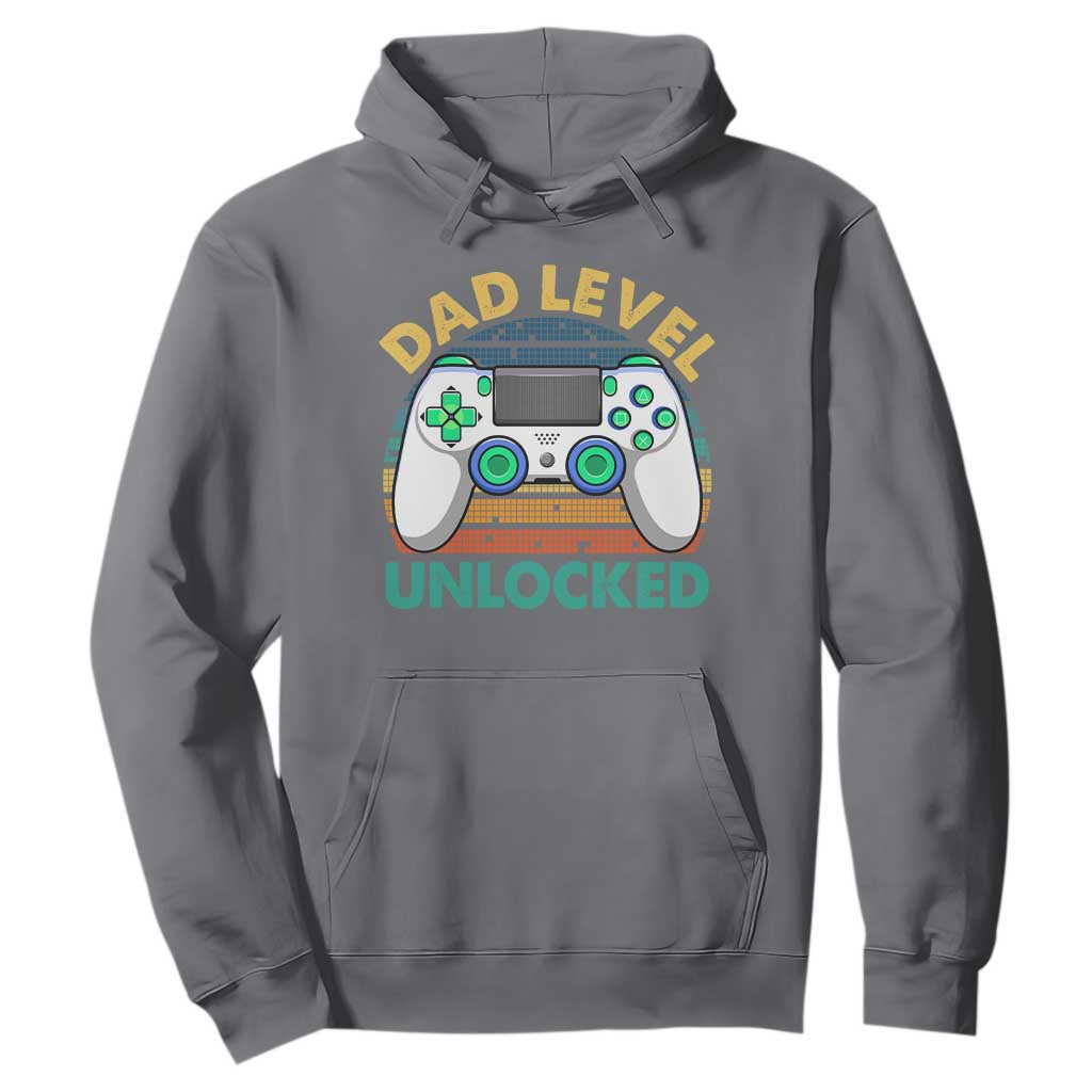 Funny New Dad Hoodie Retro Dad Level Unlocked Gaming Gamer TS10 Charcoal Print Your Wear