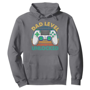Funny New Dad Hoodie Retro Dad Level Unlocked Gaming Gamer TS10 Charcoal Print Your Wear