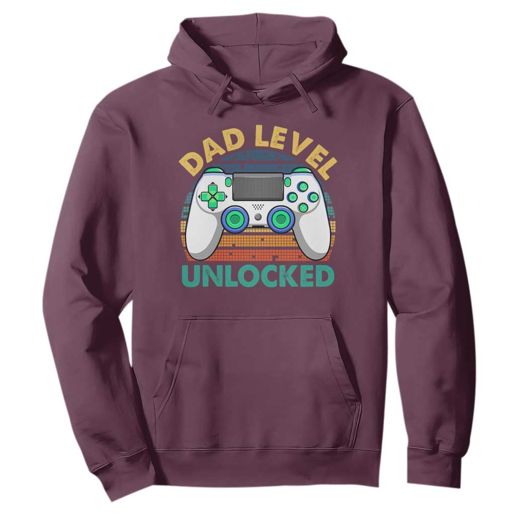 Funny New Dad Hoodie Retro Dad Level Unlocked Gaming Gamer TS10 Maroon Print Your Wear