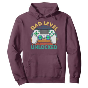 Funny New Dad Hoodie Retro Dad Level Unlocked Gaming Gamer TS10 Maroon Print Your Wear