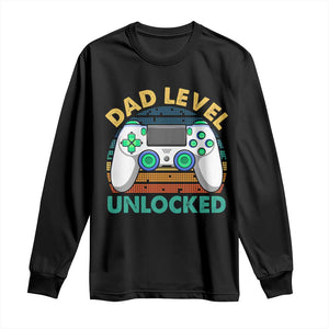 Funny New Dad Long Sleeve Shirt Retro Dad Level Unlocked Gaming Gamer TS10 Black Print Your Wear