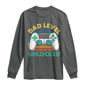 Funny New Dad Long Sleeve Shirt Retro Dad Level Unlocked Gaming Gamer TS10 Dark Heather Print Your Wear