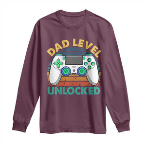 Funny New Dad Long Sleeve Shirt Retro Dad Level Unlocked Gaming Gamer TS10 Maroon Print Your Wear