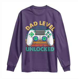 Funny New Dad Long Sleeve Shirt Retro Dad Level Unlocked Gaming Gamer TS10 Purple Print Your Wear