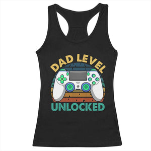 Funny New Dad Racerback Tank Top Retro Dad Level Unlocked Gaming Gamer TS10 Black Print Your Wear