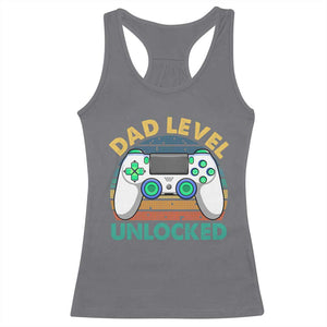 Funny New Dad Racerback Tank Top Retro Dad Level Unlocked Gaming Gamer TS10 Charcoal Print Your Wear