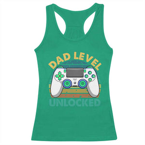 Funny New Dad Racerback Tank Top Retro Dad Level Unlocked Gaming Gamer TS10 Irish Green Print Your Wear