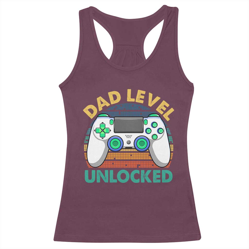 Funny New Dad Racerback Tank Top Retro Dad Level Unlocked Gaming Gamer TS10 Maroon Print Your Wear