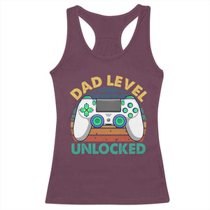 Funny New Dad Racerback Tank Top Retro Dad Level Unlocked Gaming Gamer TS10 Maroon Print Your Wear