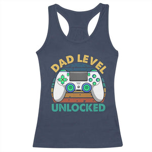 Funny New Dad Racerback Tank Top Retro Dad Level Unlocked Gaming Gamer TS10 Navy Print Your Wear