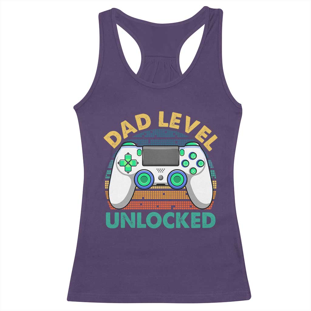 Funny New Dad Racerback Tank Top Retro Dad Level Unlocked Gaming Gamer TS10 Purple Print Your Wear