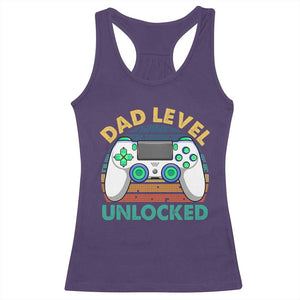 Funny New Dad Racerback Tank Top Retro Dad Level Unlocked Gaming Gamer TS10 Purple Print Your Wear