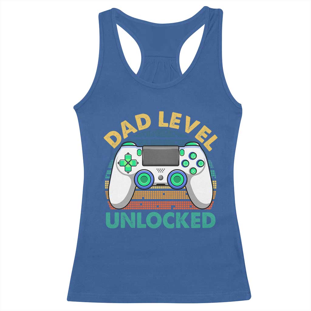 Funny New Dad Racerback Tank Top Retro Dad Level Unlocked Gaming Gamer TS10 Royal Blue Print Your Wear