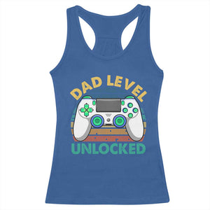 Funny New Dad Racerback Tank Top Retro Dad Level Unlocked Gaming Gamer TS10 Royal Blue Print Your Wear