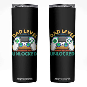 Funny New Dad Skinny Tumbler Retro Dad Level Unlocked Gaming Gamer TS10 Black Print Your Wear
