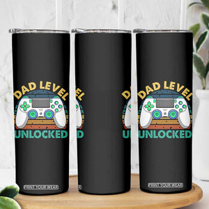 Funny New Dad Skinny Tumbler Retro Dad Level Unlocked Gaming Gamer TS10 Print Your Wear