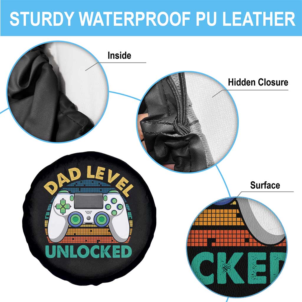 Funny New Dad Spare Tire Cover Retro Dad Level Unlocked Gaming Gamer TS10 Print Your Wear