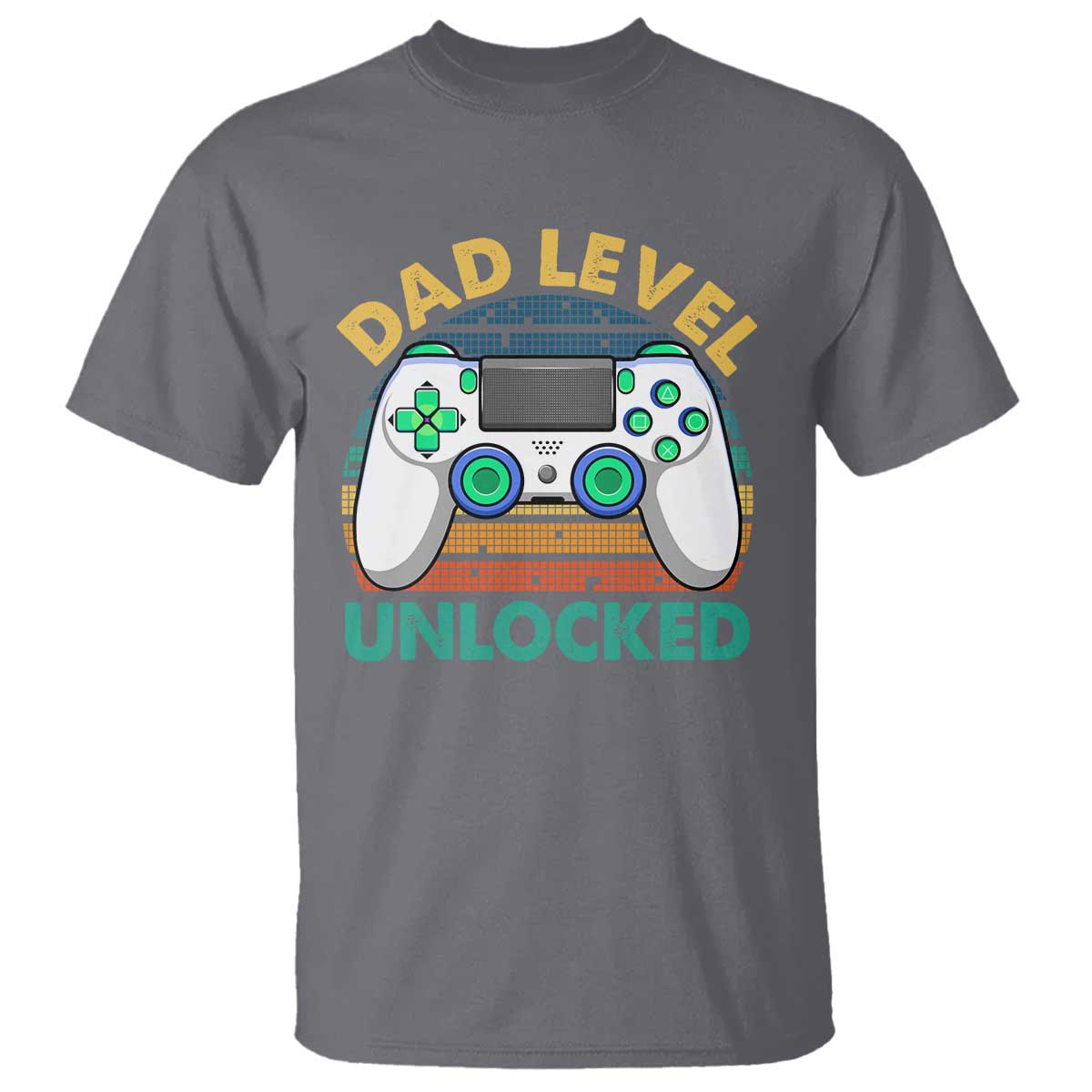 Funny New Dad T Shirt Retro Dad Level Unlocked Gaming Gamer TS10 Charcoal Print Your Wear