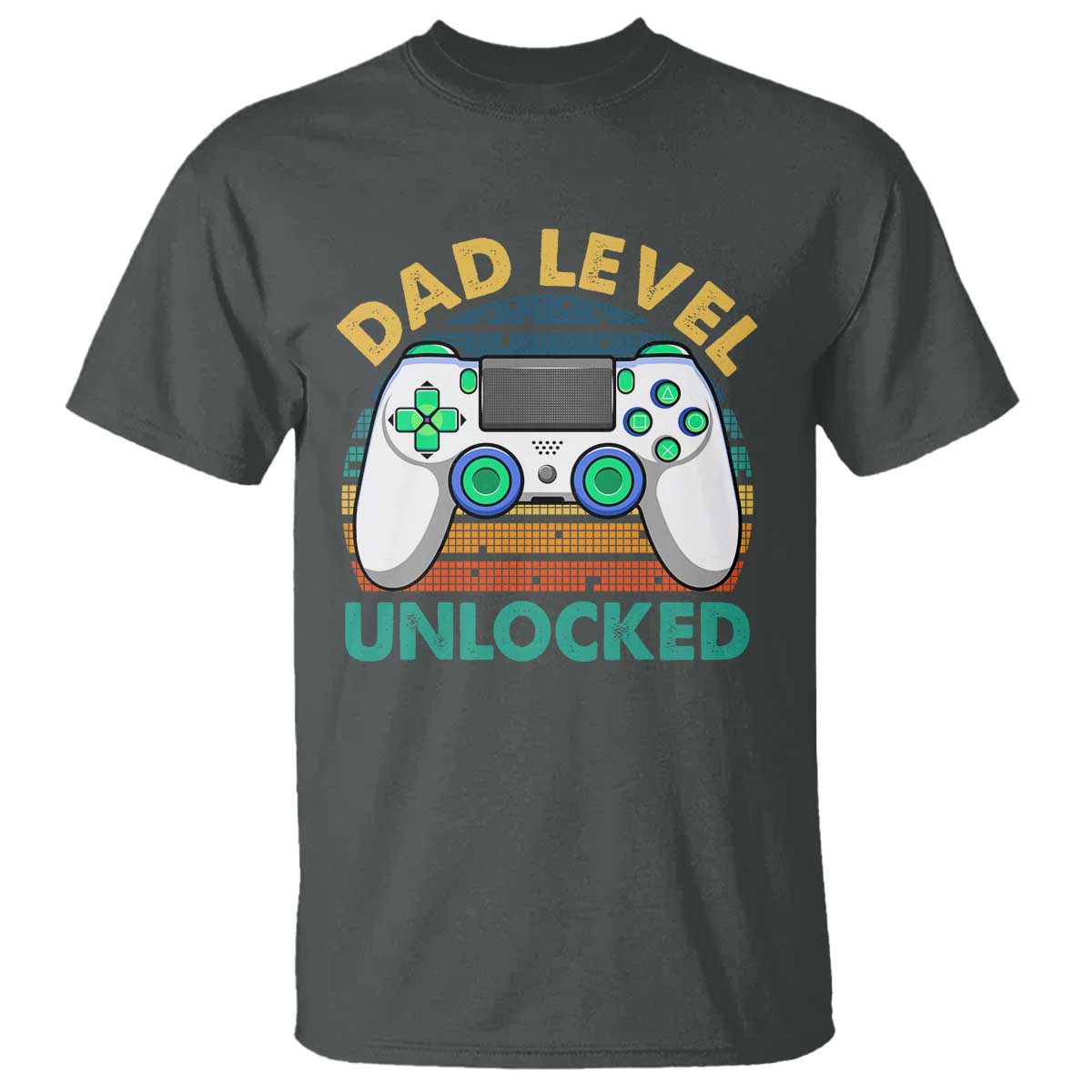 Funny New Dad T Shirt Retro Dad Level Unlocked Gaming Gamer TS10 Dark Heather Print Your Wear