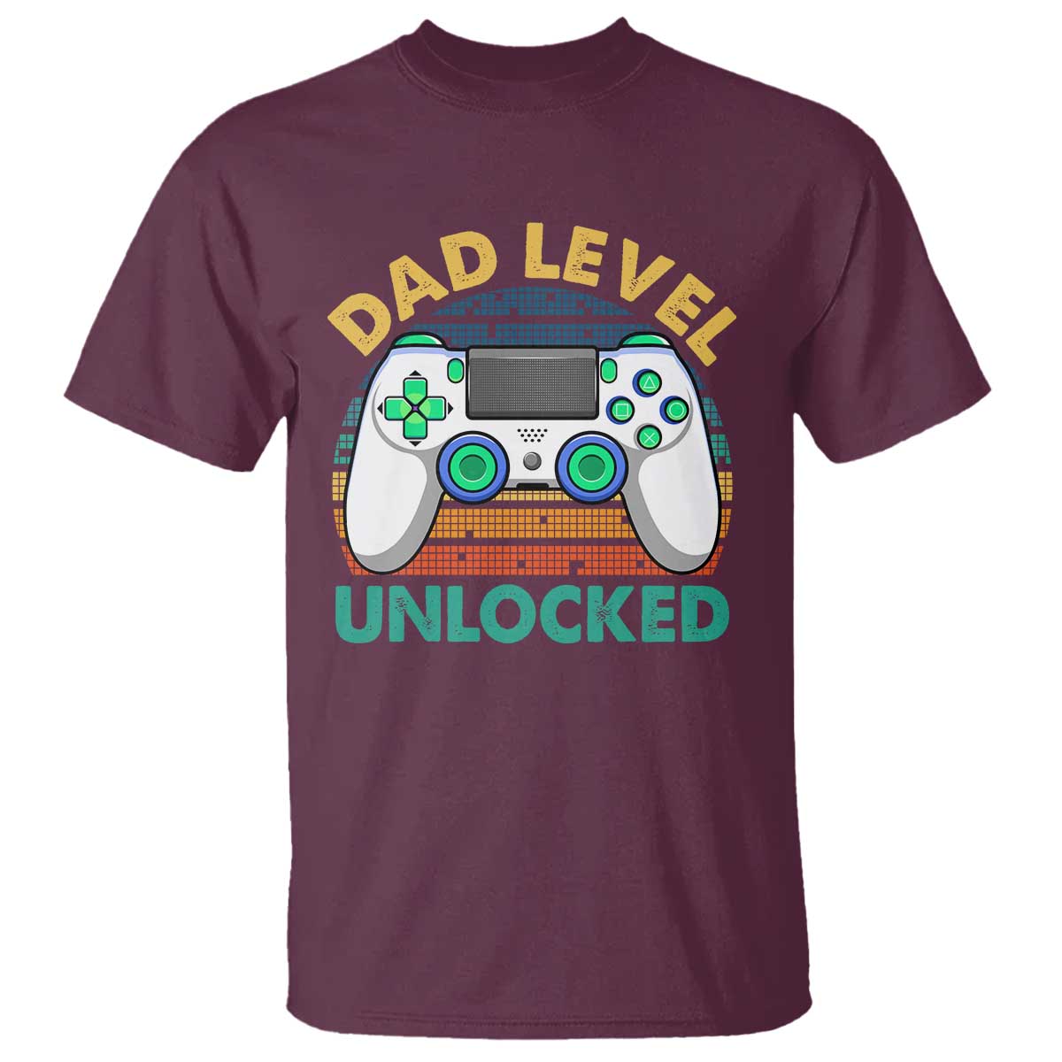 Funny New Dad T Shirt Retro Dad Level Unlocked Gaming Gamer TS10 Maroon Print Your Wear