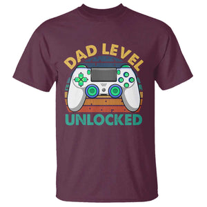 Funny New Dad T Shirt Retro Dad Level Unlocked Gaming Gamer TS10 Maroon Print Your Wear