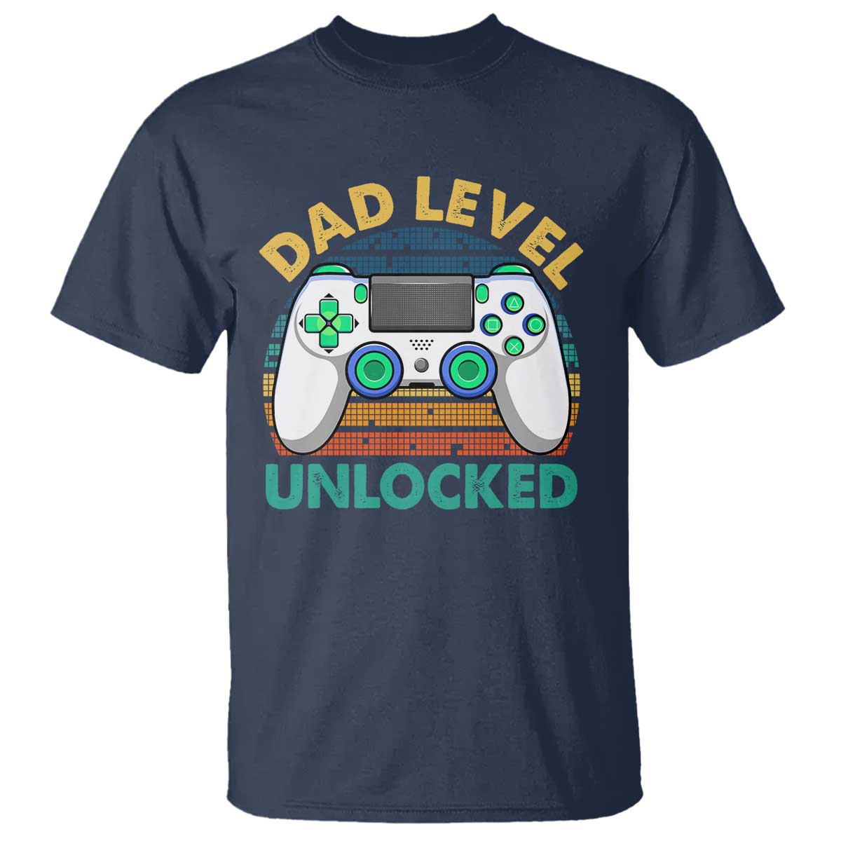 Funny New Dad T Shirt Retro Dad Level Unlocked Gaming Gamer TS10 Navy Print Your Wear