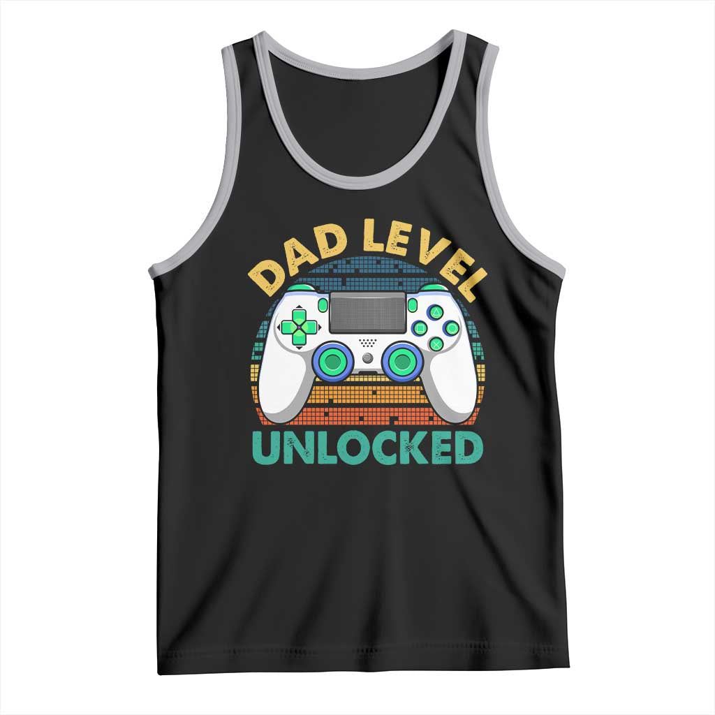 Funny New Dad Tank Top Retro Dad Level Unlocked Gaming Gamer TS10 Black Athletic Heather Print Your Wear