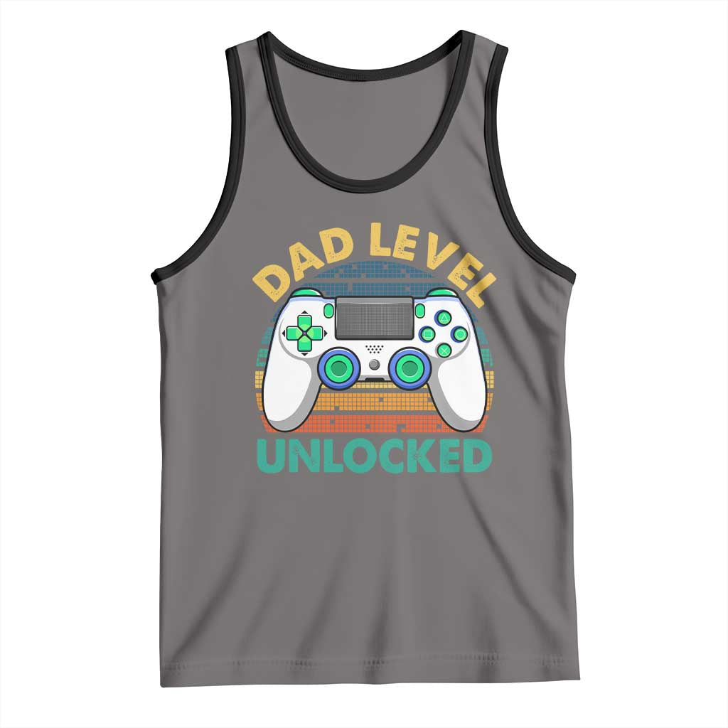 Funny New Dad Tank Top Retro Dad Level Unlocked Gaming Gamer TS10 Deep Heather Black Print Your Wear