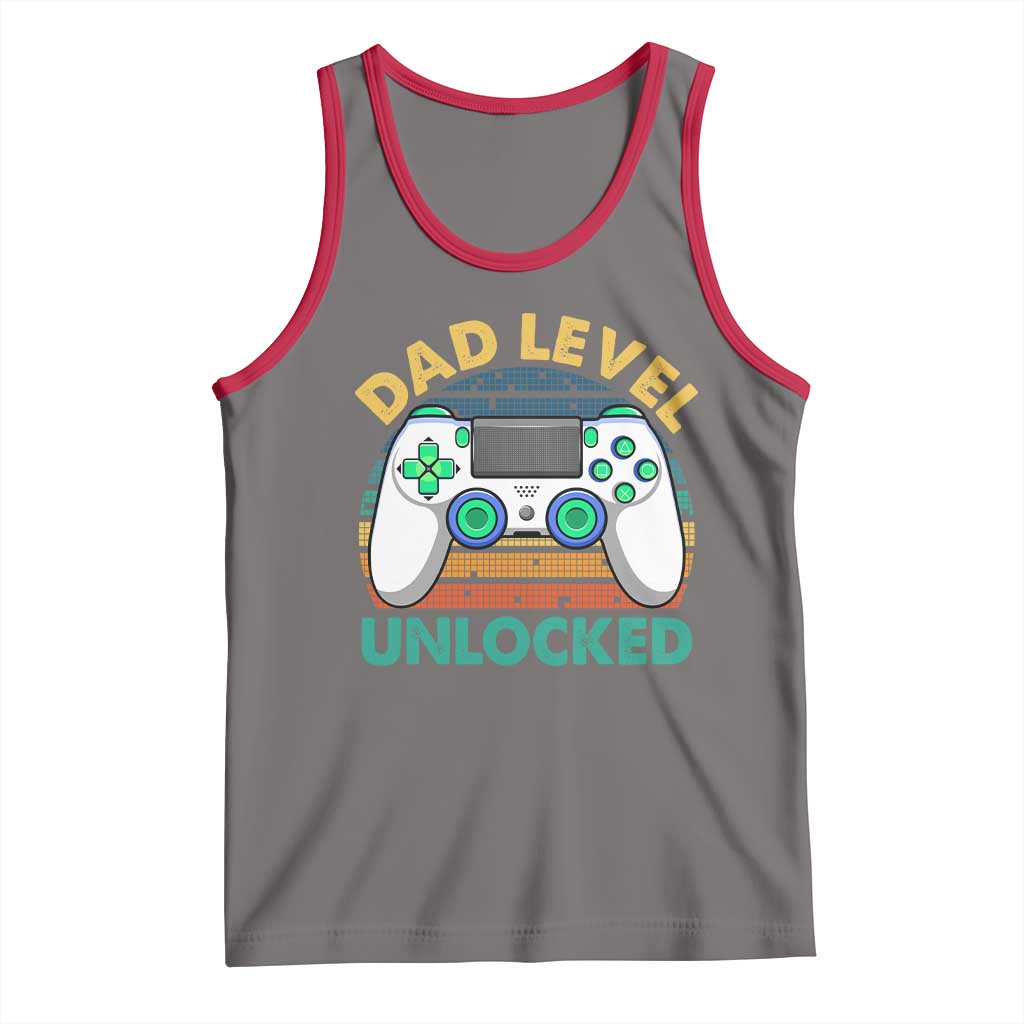 Funny New Dad Tank Top Retro Dad Level Unlocked Gaming Gamer TS10 Deep Heather Red Print Your Wear