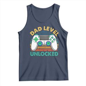 Funny New Dad Tank Top Retro Dad Level Unlocked Gaming Gamer TS10 Navy Print Your Wear