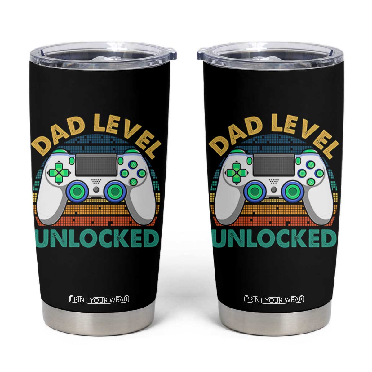 Funny New Dad Tumbler Cup Retro Dad Level Unlocked Gaming Gamer TS10 Black Print Your Wear