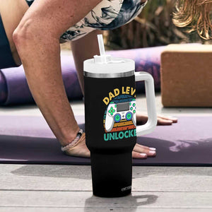 Funny New Dad Tumbler With Handle Retro Dad Level Unlocked Gaming Gamer TS10 Print Your Wear