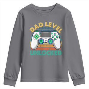 Funny New Dad Youth Sweatshirt Retro Dad Level Unlocked Gaming Gamer TS10 Charcoal Print Your Wear