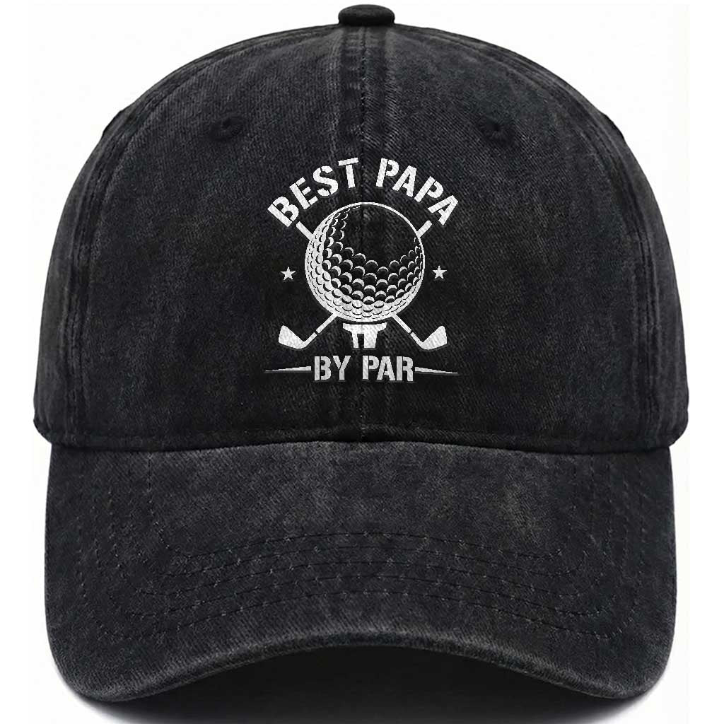 Golf Dad Washed Cotton Baseball Cap Best Papa By Par Golfer Fathers Day Gifts TS10 Print Your Wear