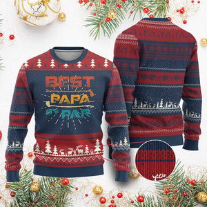 Golf Dad Knit Sweatshirt Best Papa By Par Golfing Golfer Funny Fathers Day Gifts TS10 Burgundy Print Your Wear
