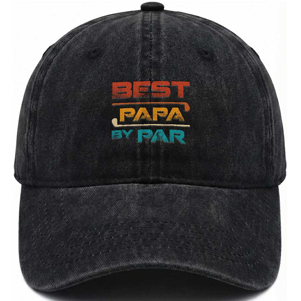 Golf Dad Washed Cotton Baseball Cap Best Papa By Par Golfing Golfer Funny Fathers Day Gifts