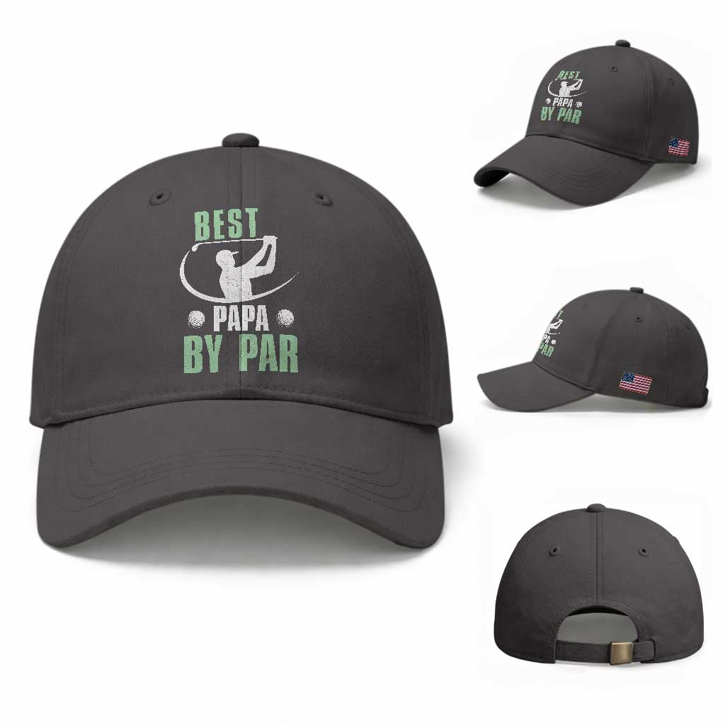 Golf Dad Baseball Cap Best Papa By Par Funny Golfer Fathers Day Gifts TS10 Baseball Cap Universal Fit Dark Gray Print Your Wear