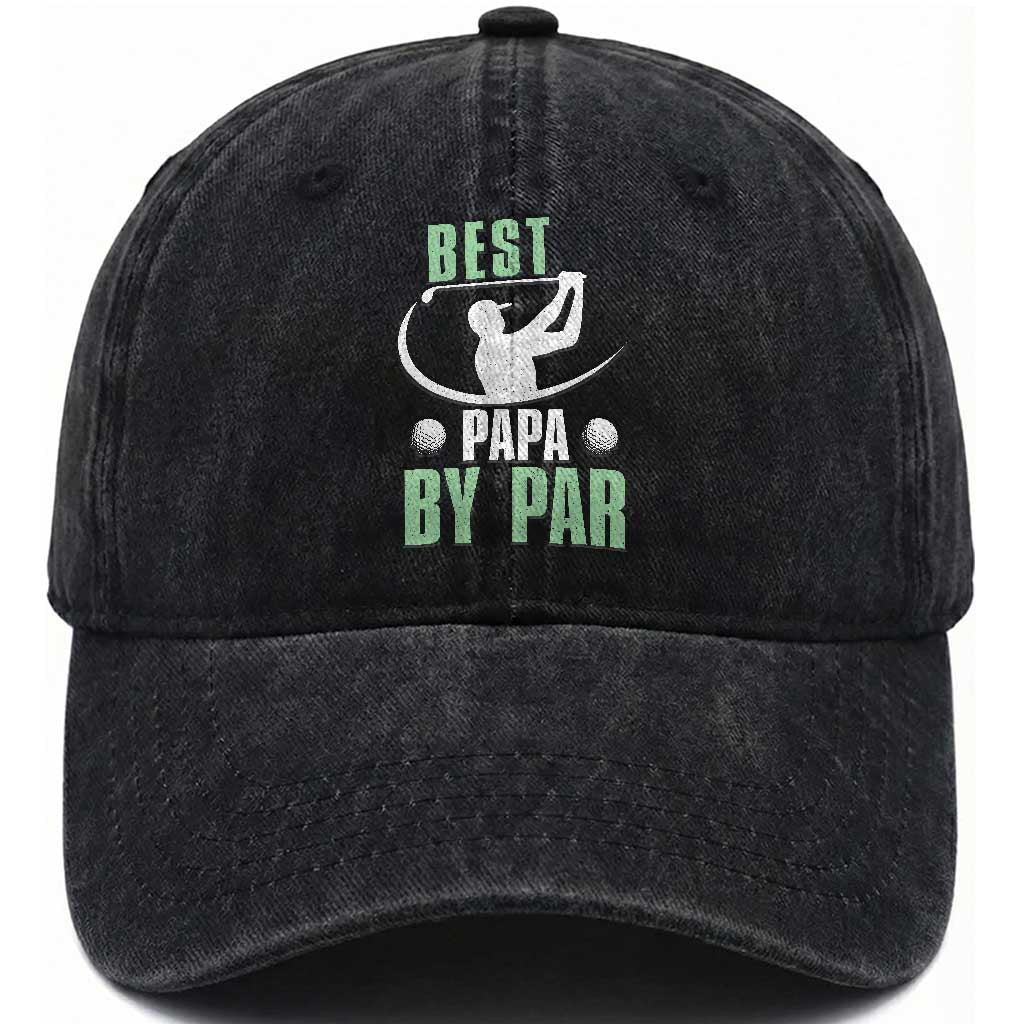 Golf Dad Washed Cotton Baseball Cap Best Papa By Par Funny Golfer Fathers Day Gifts
